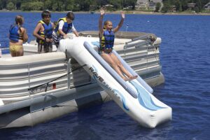 best pontoon boat inflatable floats Rave Sports Pontoon Slide