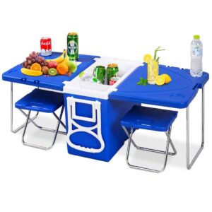 Giantex Multi Function Rolling Cooler with Table & 2 Chairs